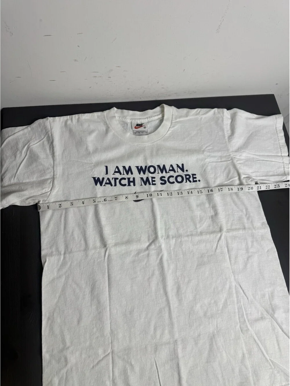 90’s Rare Nike “I Am Woman. Watch Me Score.” White Graphic T-Shirt